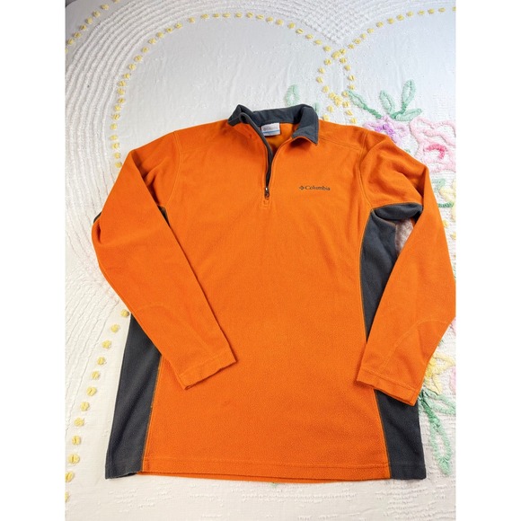 Columbia Quarter Zip Fleece Pullover Jacket Women's Small Orange Gray - Picture 1 of 8